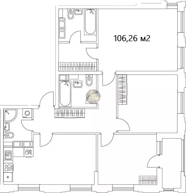 3-к кв. Санкт-Петербург Планерная ул., 99 (106.26 м) - Фото 1