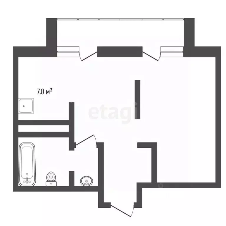 Студия Тюменская область, Тюмень ул. Ю.-Р.Г. Эрвье, 24к1 (29.3 м) - Фото 2