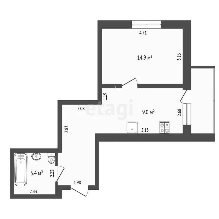1-комнатная квартира: Тюмень, Широтная улица, 213к1 (41 м) - Фото 1