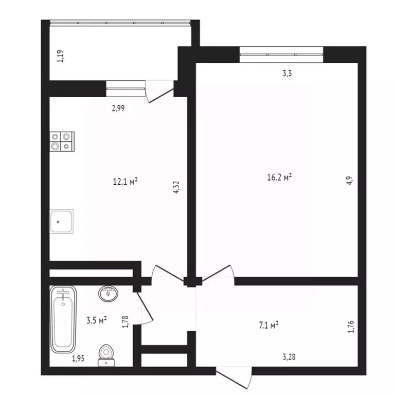 1-к кв. Тюменская область, Тюмень ул. Василия Подшибякина, 19 (38.9 м) - Фото 2