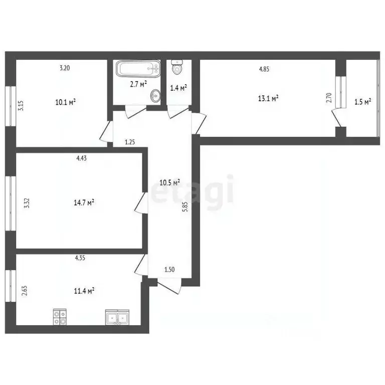 3-к кв. Мордовия, Саранск ул. Семашко, 24 (63.9 м) - Фото 1