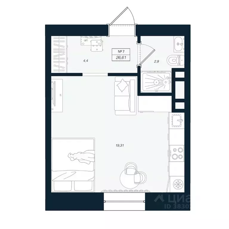 Студия Ленинградская область, Выборгский район, Рощино пгт ул. ... - Фото 1