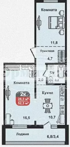 2-к кв. Курганская область, Курган ул. Дзержинского, 20 (52.3 м) - Фото 2