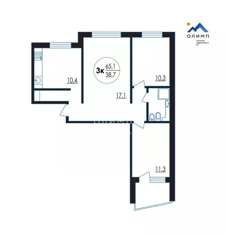 3-к кв. Вологодская область, Вологда Пошехонское ш., 15А (65.1 м) - Фото 2