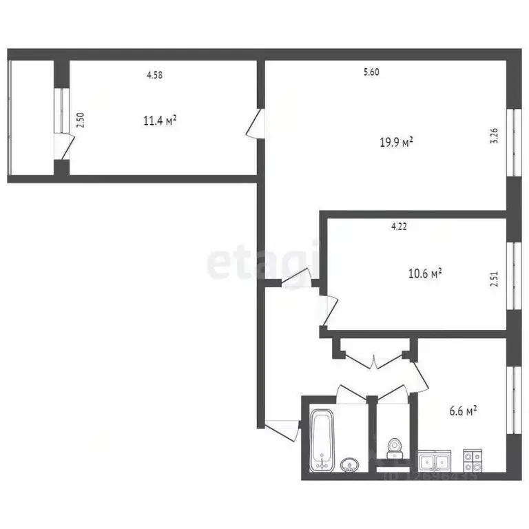 3-к кв. Москва Миклухо-Маклая ул., 51К2 (59.8 м) - Фото 1