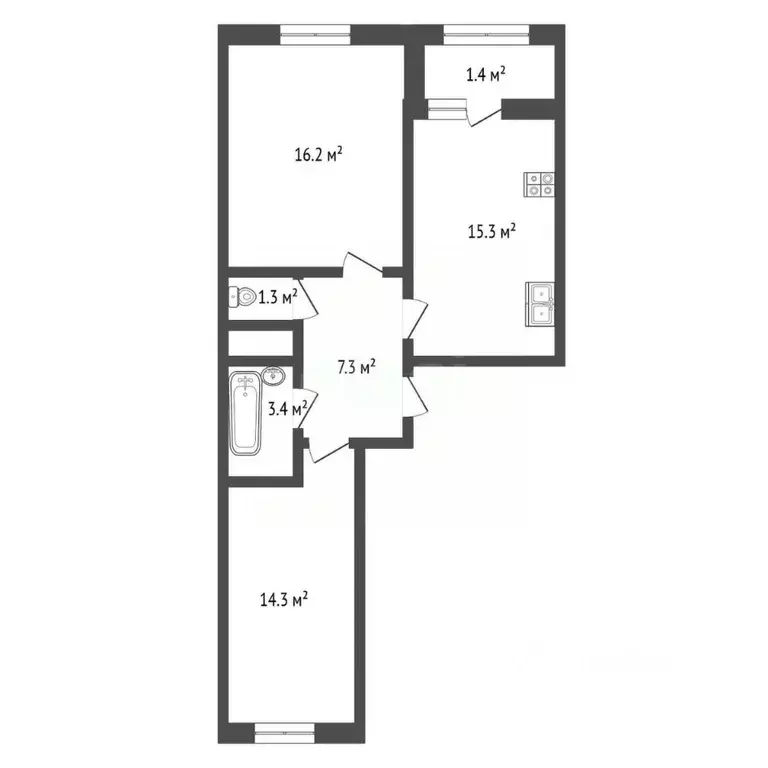 2-к кв. Московская область, Котельники Новые Котельники мкр, 16 (59.2 ... - Фото 1