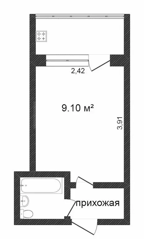 1-комнатная квартира: Тюмень, улица Республики, 243 (12.9 м) - Фото 0