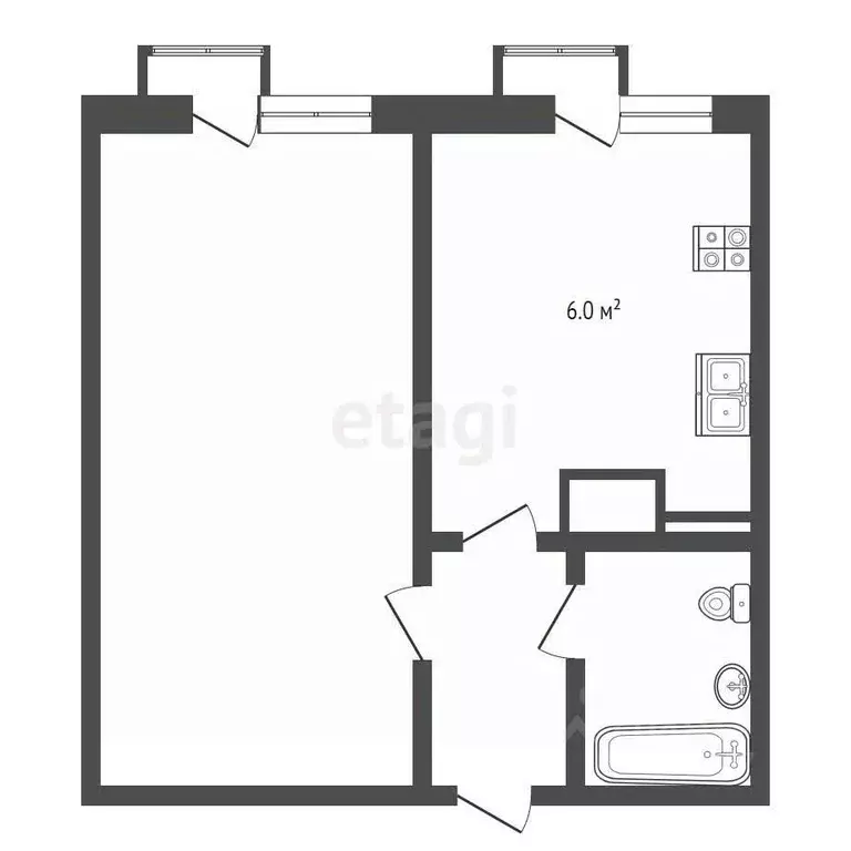 2-к кв. Коми, Усинск ул. 60 лет Октября, 6/1 (35.0 м) - Фото 1