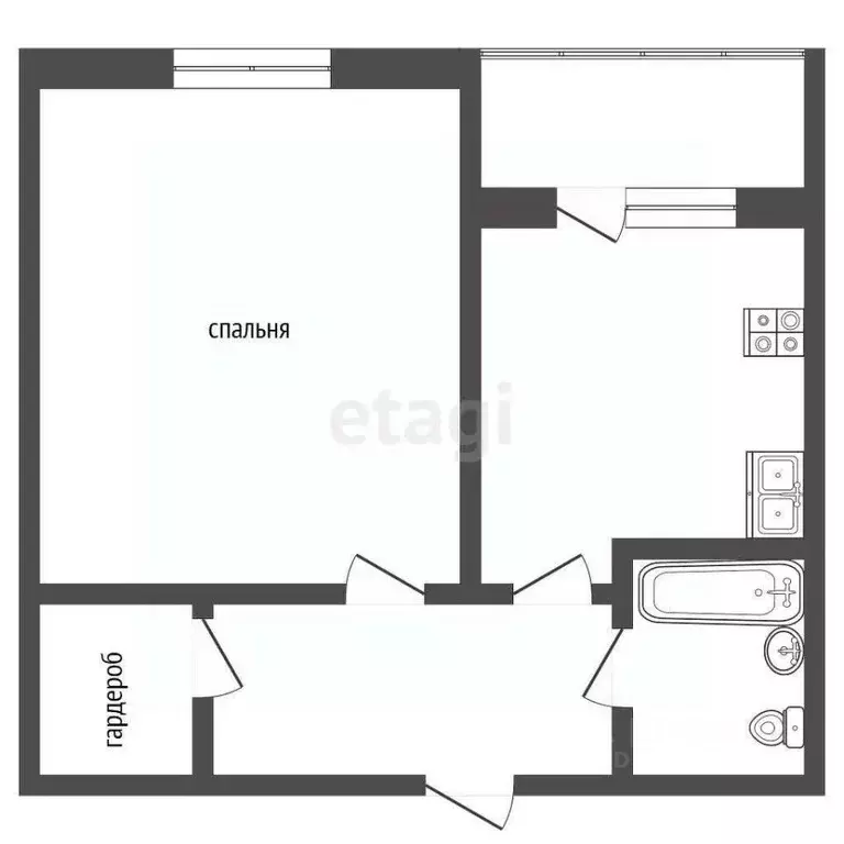 1-к кв. Пермский край, Чернушка Банковский пер., 11 (37.5 м) - Фото 2