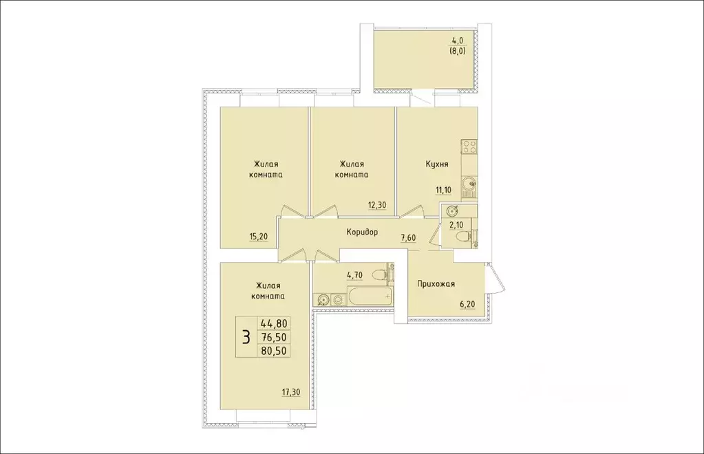 3-к кв. Кировская область, Киров Хлебозаводской проезд, 6 (80.5 м) - Фото 0