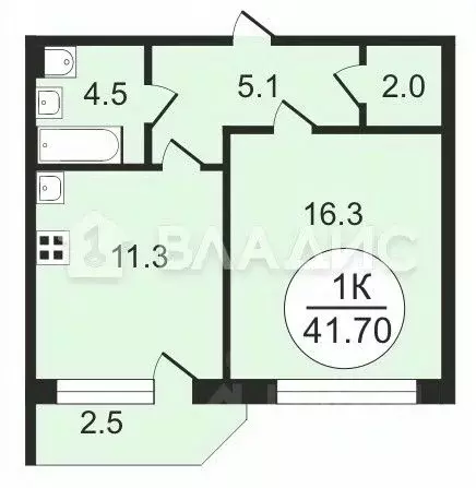 1-к кв. Владимирская область, Владимир ул. Куйбышева, 5г (41.7 м) - Фото 1