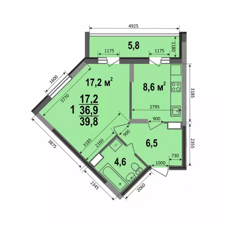 1-к кв. Владимирская область, Владимир Веризино мкр, Веризино лайф ... - Фото 1