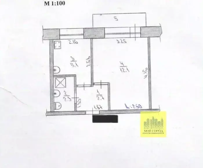 1-к кв. Ханты-Мансийский АО, Пыть-Ях 1-й Центральный мкр, 14 (22.2 м) - Фото 2