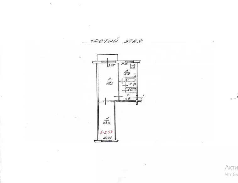 2-к кв. Вологодская область, пос. Перьево пер. Школьный, 2 (44.7 м) - Фото 2