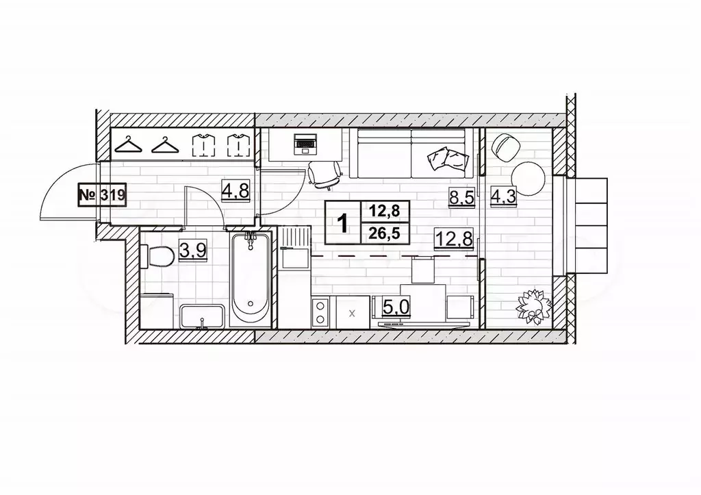 Квартира-студия, 26,5 м, 15/24 эт. - Фото 0