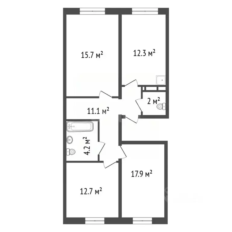 3-к кв. Красноярский край, Красноярск ул. Александра Матросова, 36 ... - Фото 2