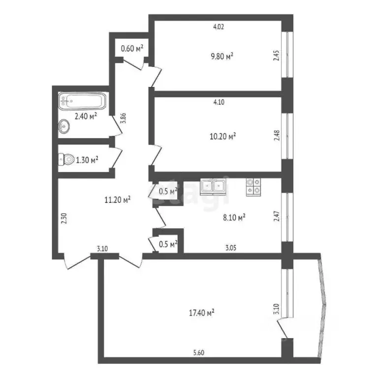3-к кв. Саха (Якутия), Якутск ул. Бестужева-Марлинского, 1/1 (62.0 м) - Фото 0