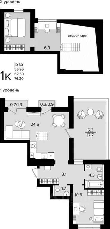 1-к кв. Калининградская область, Гурьевский муниципальный округ, пос. ... - Фото 1