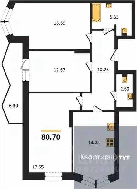 3-к кв. Воронежская область, Воронеж ул. Ворошилова, 10/1 (80.7 м) - Фото 0