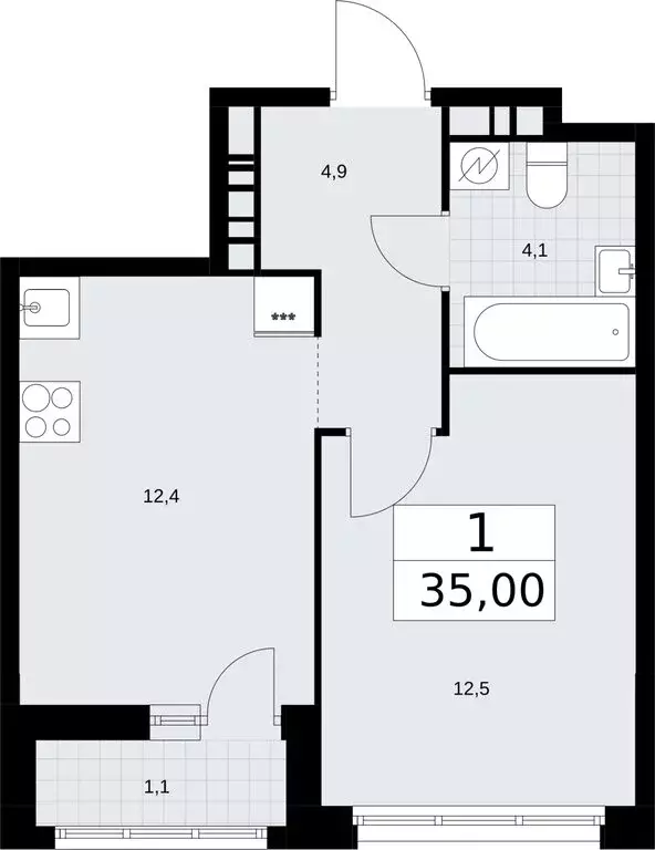 1-комнатная квартира: поселение Марушкинское, квартал № 32, 14 (35 м) - Фото 0