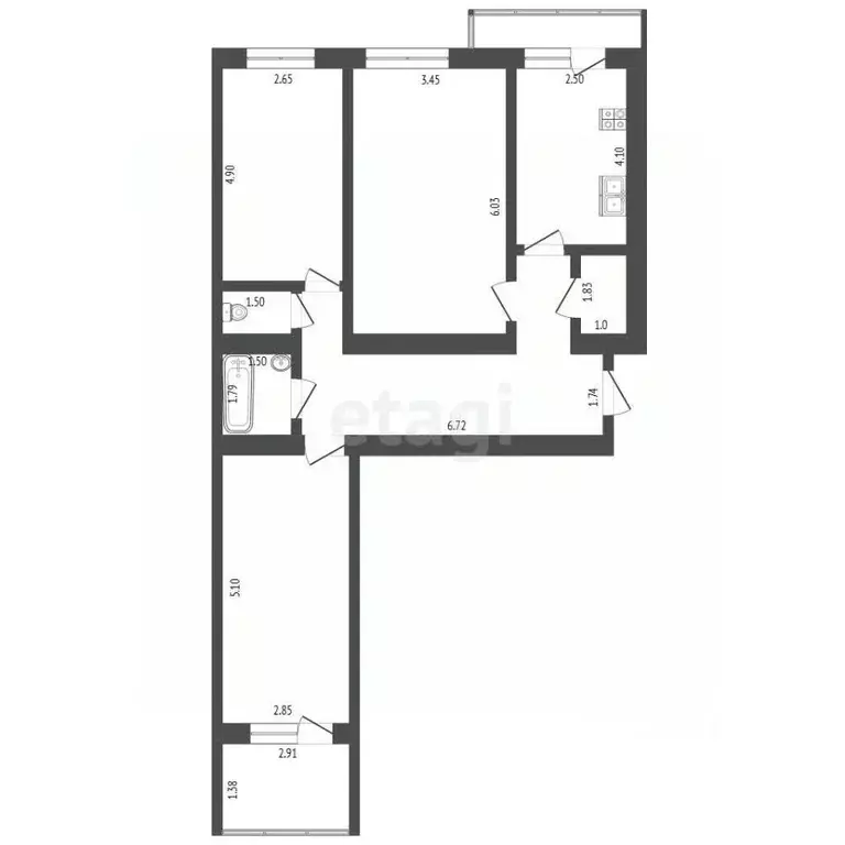 3-к кв. Башкортостан, Стерлитамак ул. Строителей, 65 (80.7 м) - Фото 2