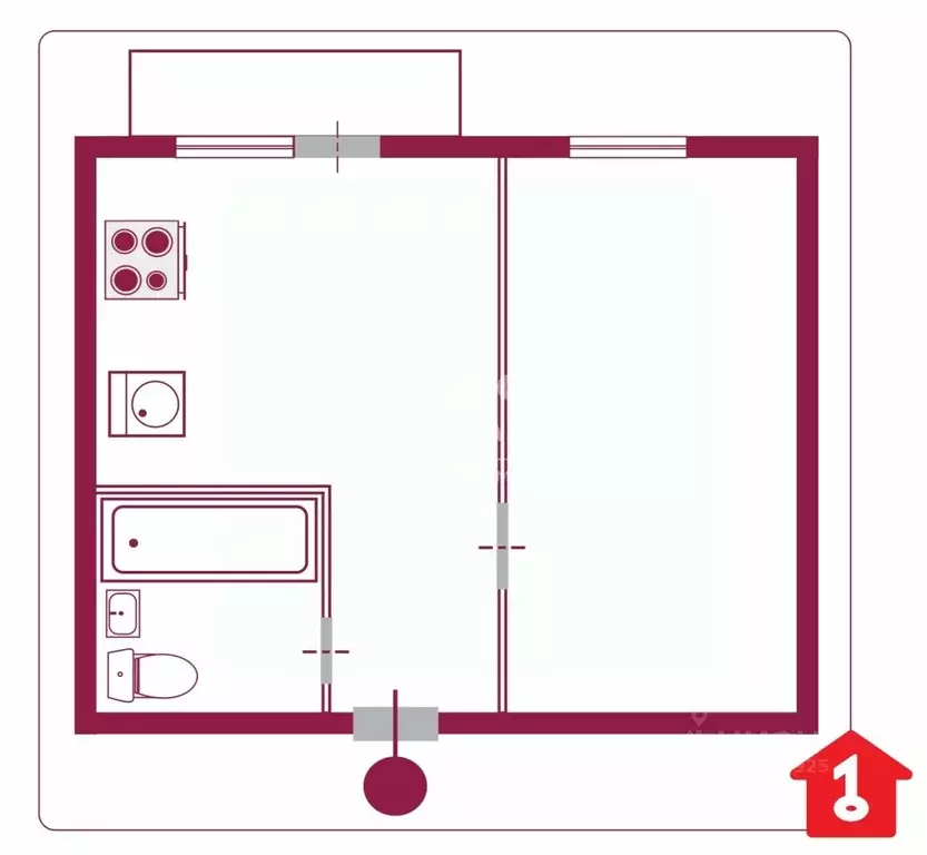 1-к кв. Омская область, Омск ул. Герцена, 246 (43.0 м) - Фото 2