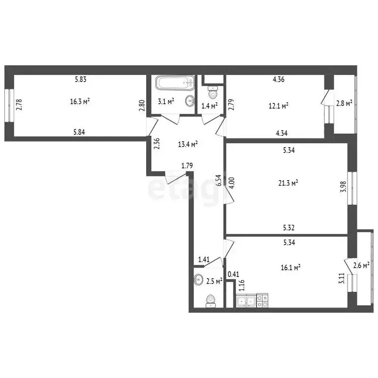 3-комнатная квартира: посёлок Шушары, Вишерская улица, 24 (86.2 м) - Фото 1