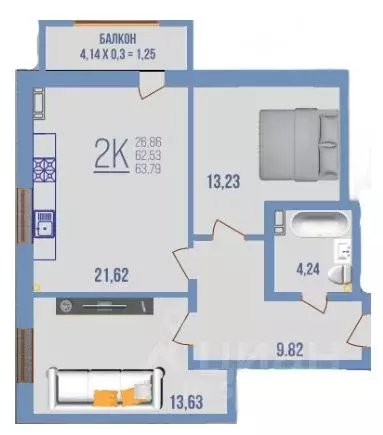 2-к кв. Адыгея, Майкоп Госпитальная ул. (70.18 м) - Фото 1