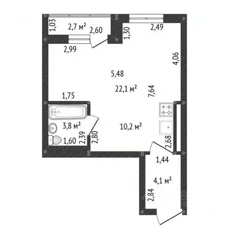 Студия Башкортостан, Уфа ул. Менделеева, 104 (40.2 м) - Фото 2
