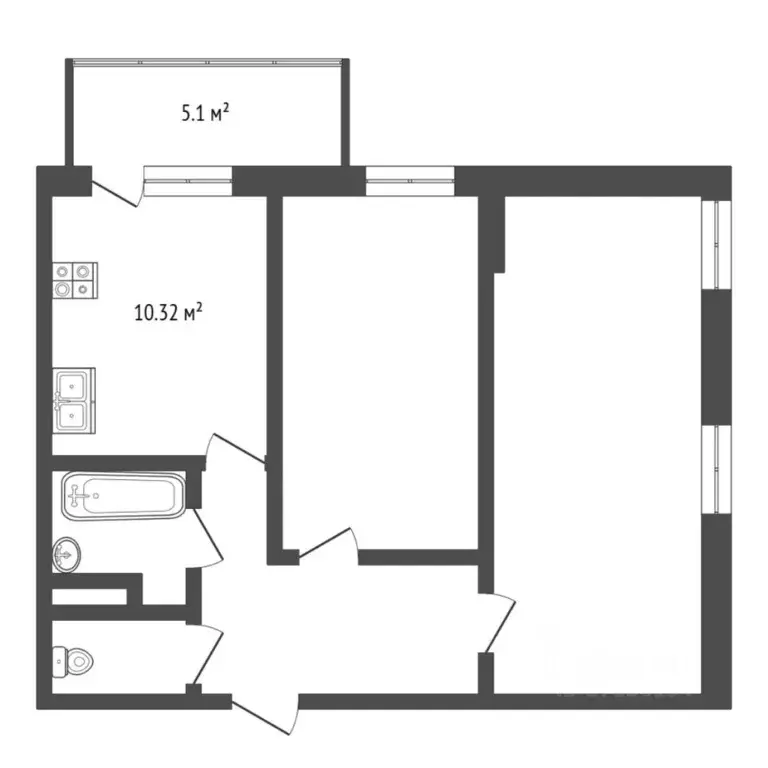 2-к кв. Тюменская область, Тюмень Профсоюзная ул., 59 (56.3 м) - Фото 1