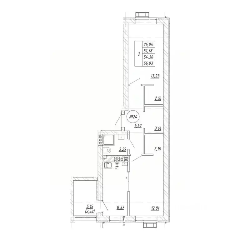 2-к кв. Калининградская область, Зеленоградск  (56.93 м) - Фото 1