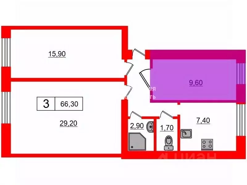 Комната Санкт-Петербург ул. Смолячкова, 14К2 (9.6 м) - Фото 1