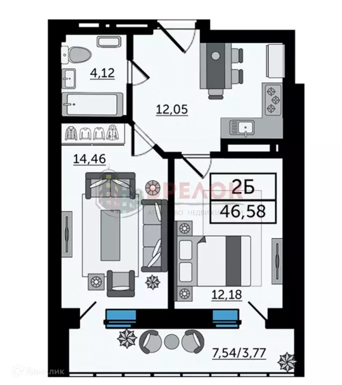 Продаётся 2-к квартира, 47 м - Фото 0