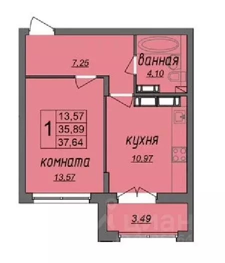 1-к кв. Владимирская область, Муром Колхозная ул., 24 (37.64 м) - Фото 0