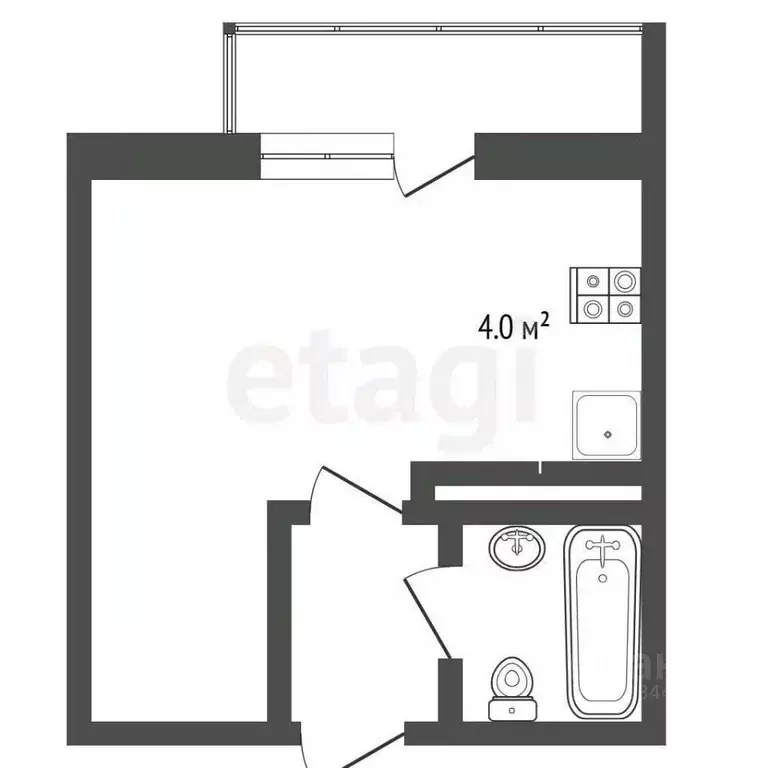 Студия Тюменская область, Тюмень ул. Беляева, 35к1 (30.0 м) - Фото 2