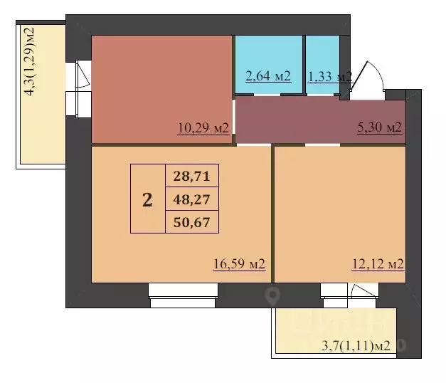 2-к кв. Ярославская область, Ярославль Северный жилрайон, 15-й мкр,  ... - Фото 0
