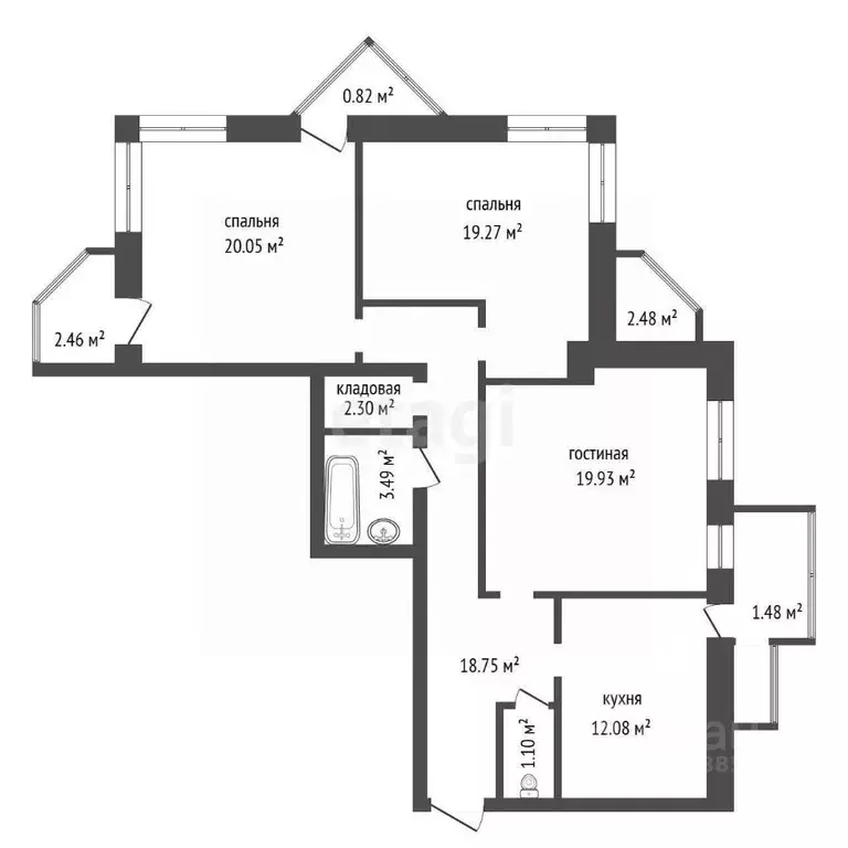3-к кв. Красноярский край, Красноярск ул. Алексеева, 39 (94.5 м) - Фото 2