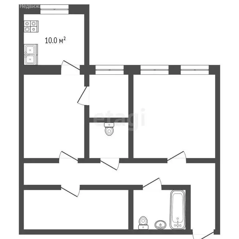 4-комнатная квартира: Борисоглебск, улица Надежды, 17 (100 м) - Фото 0