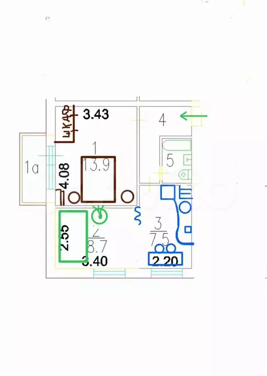 1-к. квартира, 38 м, 7/9 эт. - Фото 0