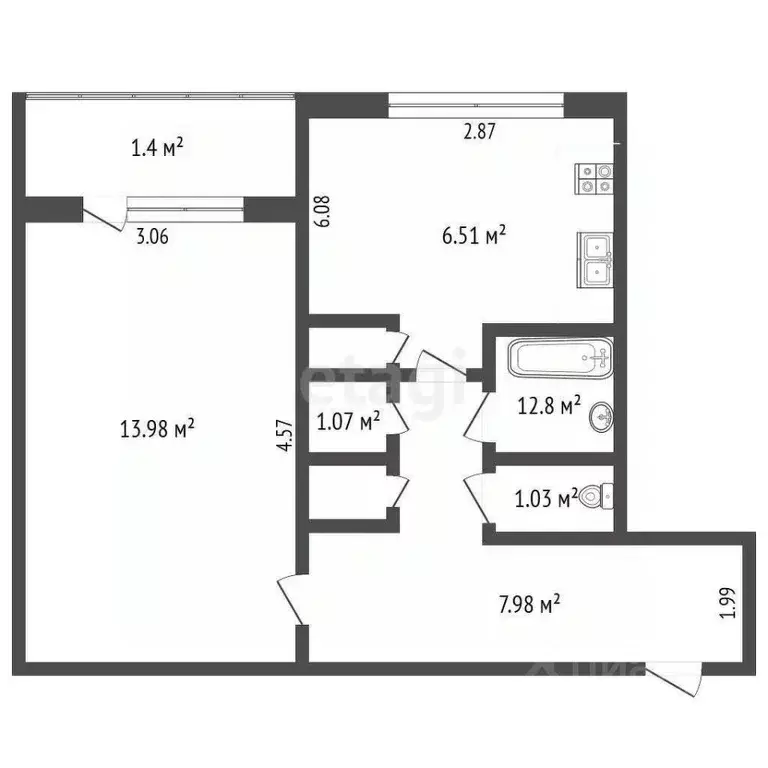 1-к кв. Мордовия, Саранск ул. Воинова, 33 (33.0 м) - Фото 2