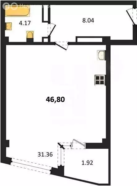 Квартира-студия: Севастополь, улица Лётчиков, 10 (46.8 м) - Фото 1