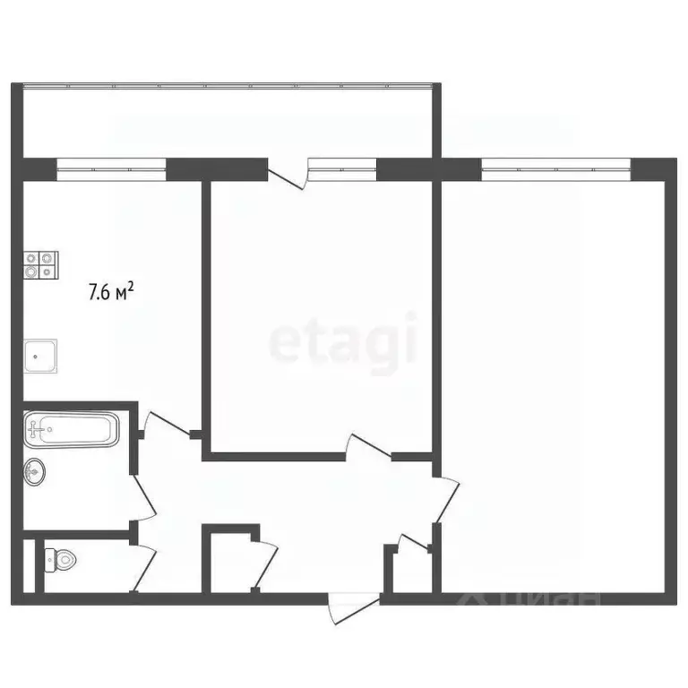 2-к кв. Архангельская область, Архангельск проезд Бадигина, 24 (49.6 ... - Фото 2