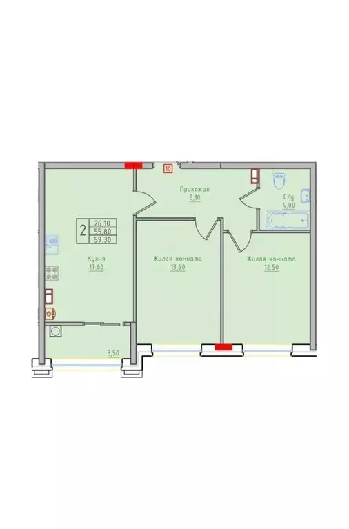 2-к кв. Ставропольский край, Невинномысск ул. Имени Героя России ... - Фото 1