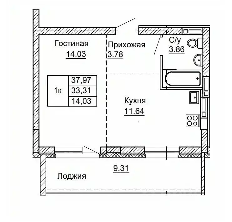 1-к кв. Алтайский край, Барнаул ул. Никитина, 41 (37.97 м) - Фото 0