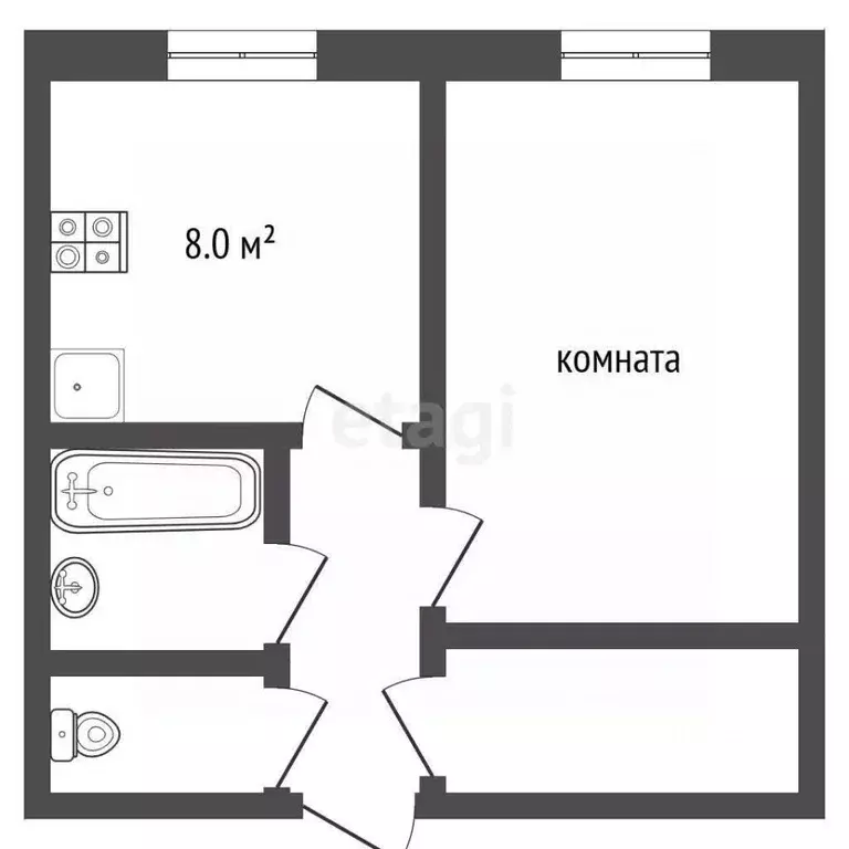 1-к кв. Ямало-Ненецкий АО, Пуровский район, Уренгой пгт, 5-й мкр 4 ... - Фото 2