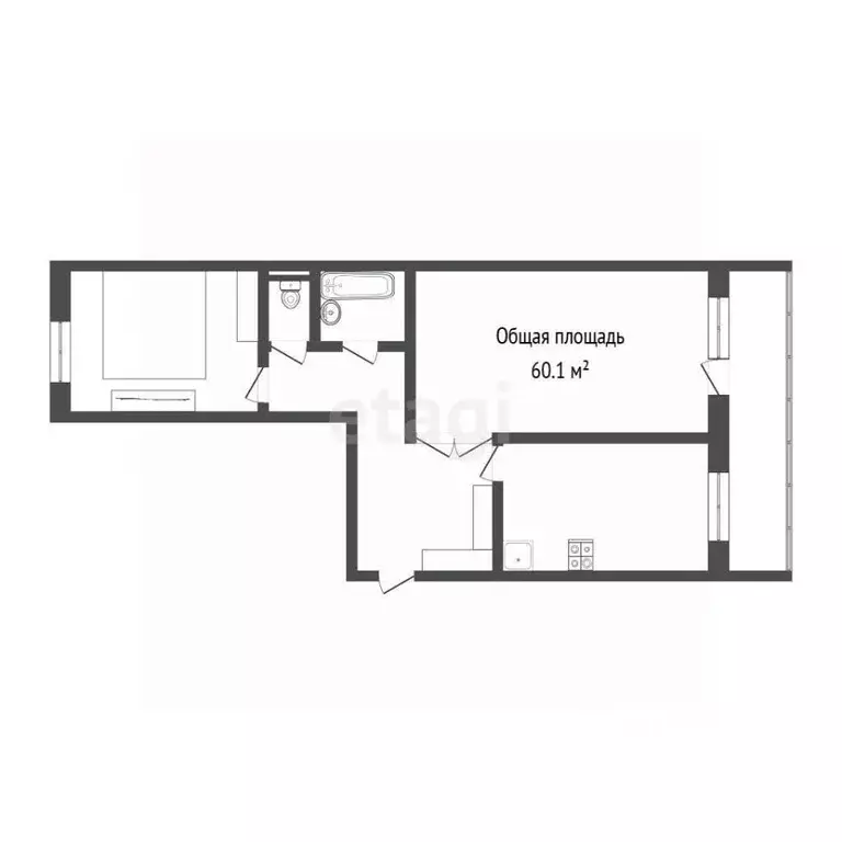2-к кв. Томская область, Северск ул. Ленина, 124 (60.1 м) - Фото 1