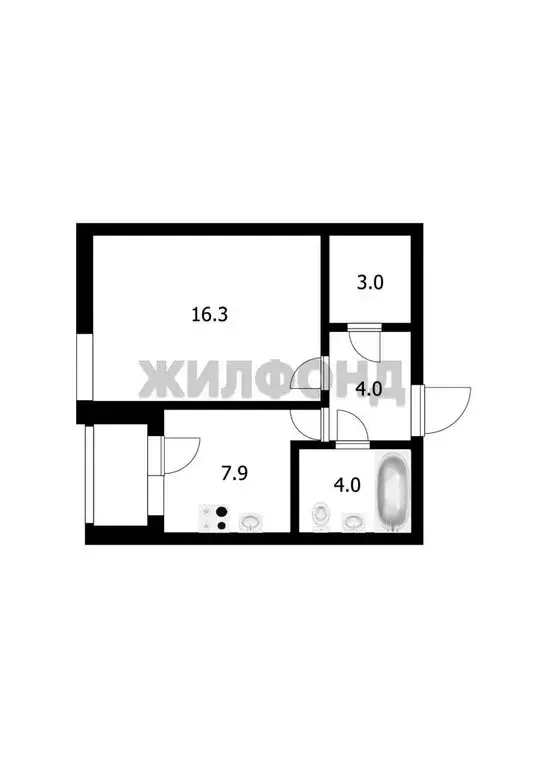 1-комнатная квартира: Новосибирск, Большевистская улица, 126 (35.5 м) - Фото 1