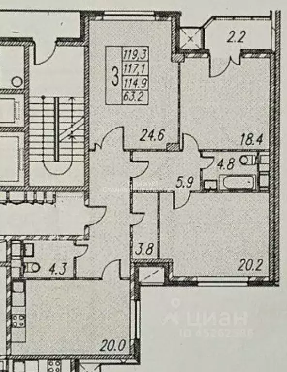 3-к кв. Москва Мосфильмовская ул., 88к4 (120.0 м) - Фото 2