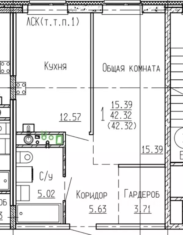 1-к кв. Воронежская область, Воронеж ул. Сергея Лазо (42.32 м) - Фото 0