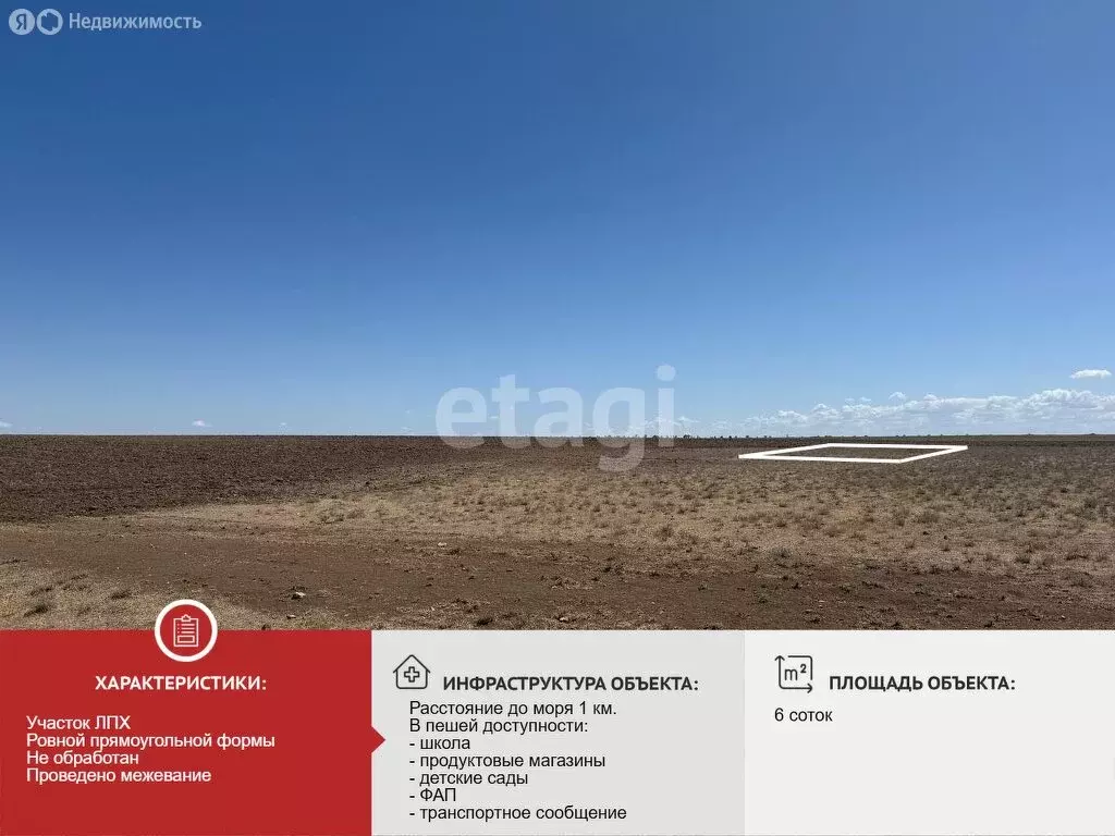 Участок в Сакский район, село Штормовое (6 м) - Фото 1